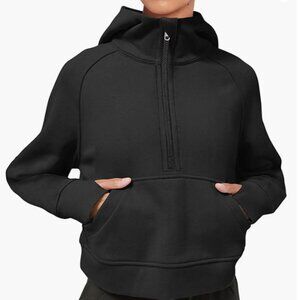 LASLULU Womens Black Fleece Hoodie Zip Up